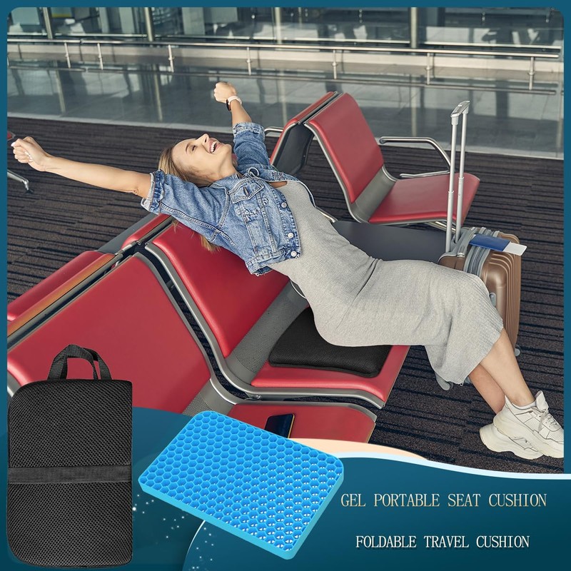 Small Foldable Seat Cushion 2.5cm Thick, Portable Gel Seat Cushion