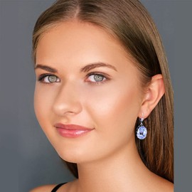 Nobel Schmuck Art Nouveau Earrings Silver Crystals Vintage Earrings Clasp, Glass, Crystal