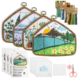 EEEKit Embroidery Kit for Beginners, DIY Cross Stitch Kit, Needlepoint Kit, Landscape Embroidery Starter Kit with Step by Step Video Tutorial Instruction, Mother's Day Gifts