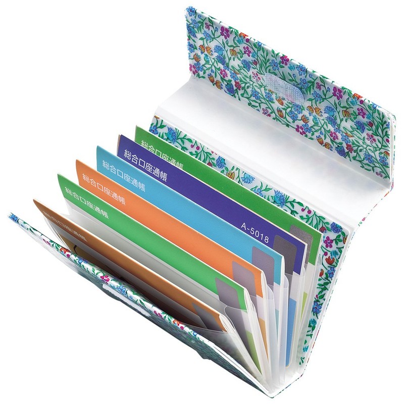 リヒトラブ 通帳ケース ホルダー型 フラワーイメージ 青 D1184-8