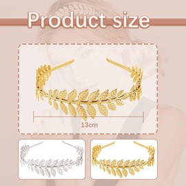 2 Pieces Roman Goddess Headband, Women's Hair Band Headpiece Bride, Girls Laurel Wreath Hair Accessories Golden Wedding Boho Leaf Hair Crown Accessories (Gold and Silver)