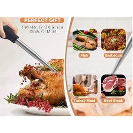 VIMIA Turkey Baster Roasting Syringe Meat Syringe with 2 Needles, 304 Stainless Steel Spice Syringe, Turkey Pipette, Kitchen Tool for Grill, BBQ, Meat, Beef, with Cleaning Brush