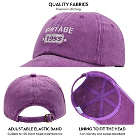 70th Birthday Gifts for Women, Happy 70th Birthday Decorations Men Woman, 70 Year Old Gift Ideas, Vintage 1955 Birthday Baseball Caps Adjustable, Washed Cotton Hats for Mom Wife Grandma Aunt Friends