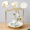 ZHQZZPH 2 Pack 6-Hook Gold Metal Teacup Holder Stand for