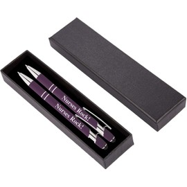 "Nurses Rock!" Pens Gift Set - 2 Pack of Metal Soft-Touch Pens w/gift box - 2 in 1 Combo Pen for Your Favorite Nurse (Purple - Purple)