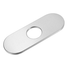 M METERXITY Faucet Deck Plate, 6 Inch Oval Hole Cover Deck Plate for Bathroom/Kitchen Sink, 304 Stainless Steel Escutcheon Faucet Plate [Brushed Silver]