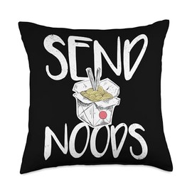 Send Noods Funny Innuendo Ramen Noodle Chinese Food Throw Pillow