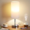Aooshine Touch Lamps, Table Lamps with White Shade, Silver Base(Bulb