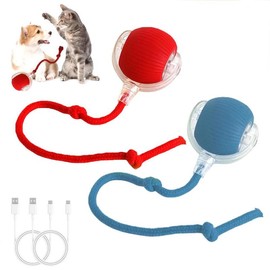 Interactive Cat Toy Ball: Automatically rolling electric ball, suitable for indoor cats/dogs, brings the fun of chasing tails. Motion sensing, keeps pets busy and enjoys rich sports stimulation. Great pet gifts/supplies.:_RED+BLUE