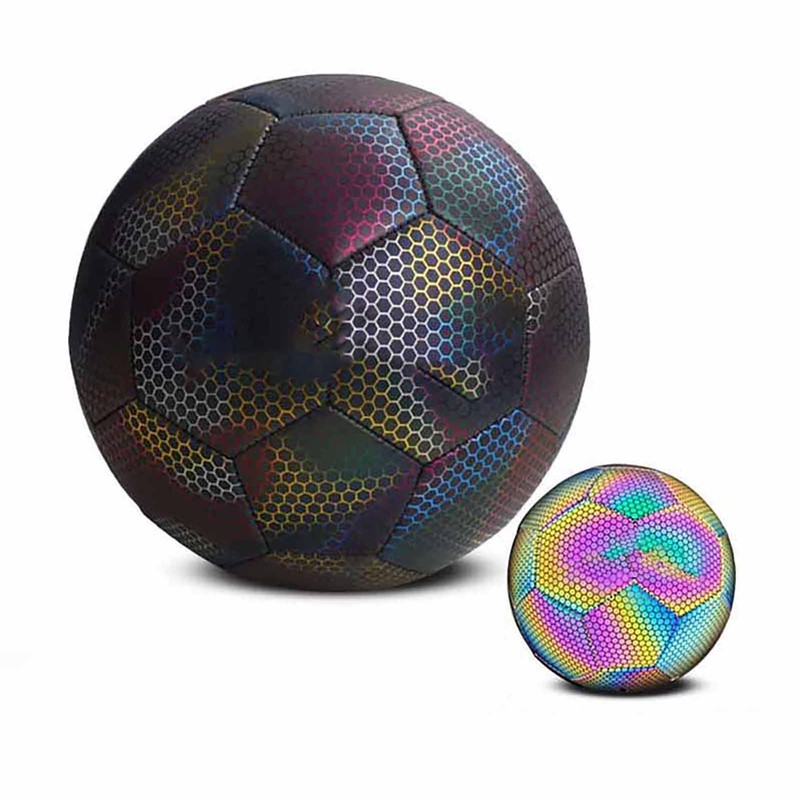 Reflective Football PU Glowing Sports Soccer Ball with Pump for
