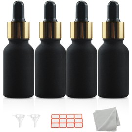 Wwolife 4 PCS 1 2/3oz (50ml) Black Frosted Glass Dropper Bottles Perfume Aromatherapy Cosmetic Container Essential Oils Sample Empty Dropper Bottles with Funnel Include