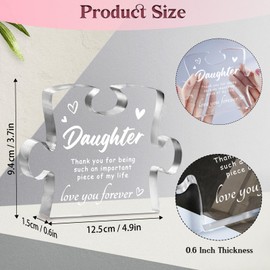 Daughter Gifts from Mom - Engraved Acrylic Block Puzzle, Best Daughter Gifts, Mothers Day Wedding Graduation Christmas Birthday Present, Desktop Decoration