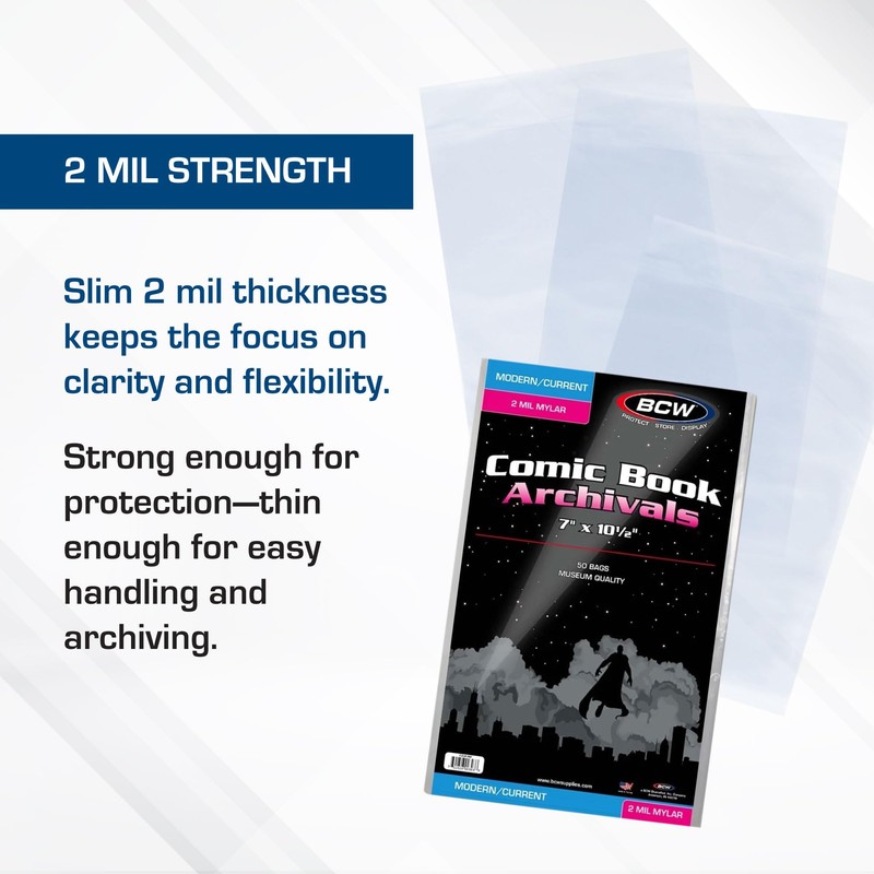 BCW Current/Modern Comic Mylar Archivals - 2 MIL - 100