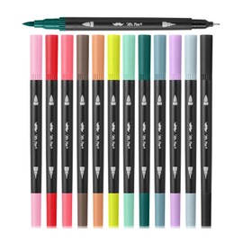 Mr. Pen- Dual Tip Brush Pens, 12 pcs, Muted Colors, Fine & Brush Tip Markers for Adult Coloring Markers for Adults