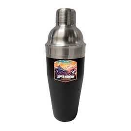 R and R Imports Copper Mountain Colorado Design A Souvenir 24 oz Stainless Steel Cocktail Shaker Black 2-Pack