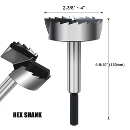 NIBBLAX 3-1/8 Inch Forstner Drill Bit for Woodworking, 3-1/8" Forstner Bit Wood Drill Bits for Holes, Hinge Cutter for Hard Wood, Plastic, Plywood HEX Shank