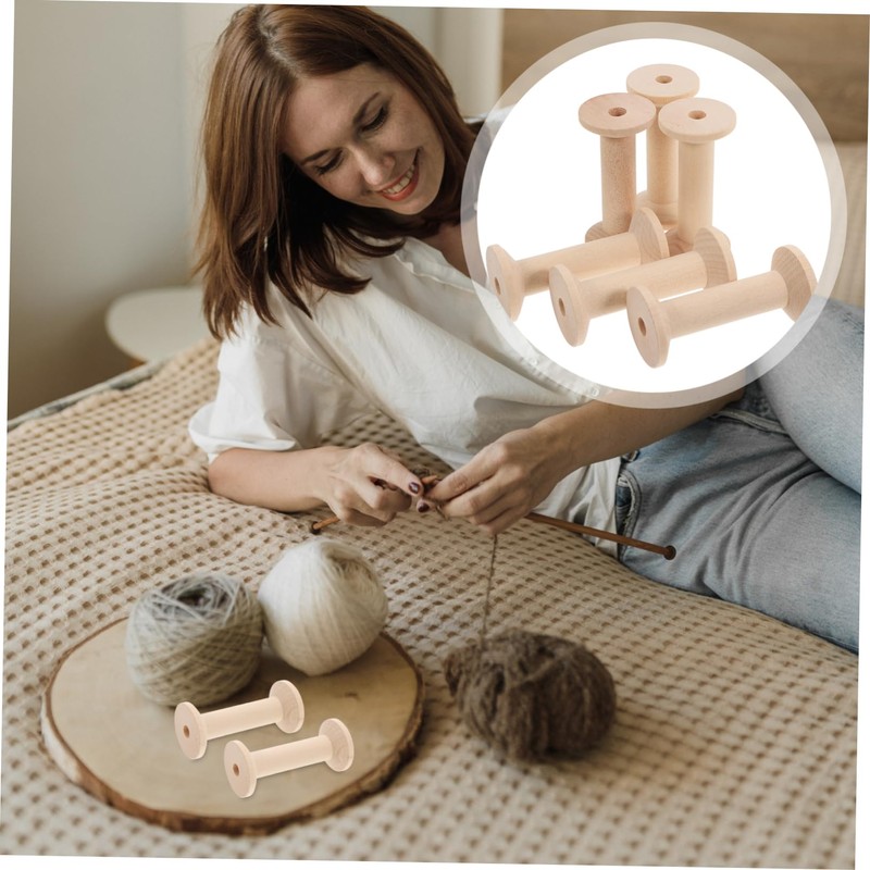 iplusmile 6 Pack Quilting Sewing Bobbins Wooden Craft Spools for