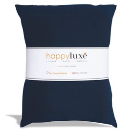 Happyluxe Odyssey Travel Pillow for Long Flights - Soft, Small, Alternative to Down and Memory Foam. 17 x 13in - Made in The USA, Navy Blue Airplane Pillow for Adults Sleeping, Camping or Nap