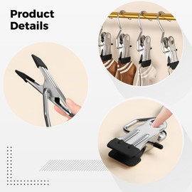 Three-Clip Stainless Steel Hangers, 50 Pcs Heavy-Duty Black Clothing Clips, Rotating Hook, Non-Slip Rubber Tips, Rustproof Multi-Purpose Clips for Drying Wet Clothes, Hanging Pants Towels