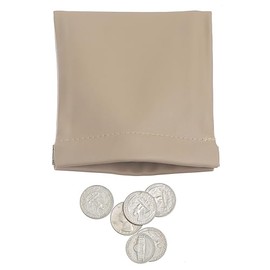 Mini Coin Pouch Purse, Leather Small Coin Wallet, Squeeze Coin Pouch Purse Change Holder for Men and Women (Beige)