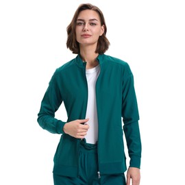 floralhue Scrub Jackets for Women, Zip Front Medical Jacket, Nurse Caots, Caribbean Blue, XL