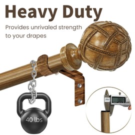 Wood Curtain Rods for windows 84 to 120 Inch(7-10ft): 1 Inch Adjustable Heavy Duty Curtain Rods,Netted Wood Grain Window Curtains Rods for Farmhouse,Living room, bedroom, kitchen, etc. Size:36-120"