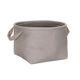 Household Essentials Round Laundry Bin, Soft-Sided Multipurpose Laundry Basket, Linen Lining and Short Handles, Gray