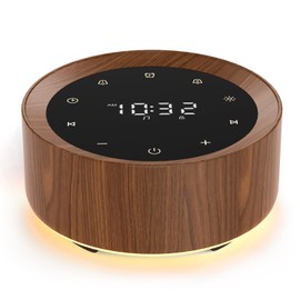White Noise Sound Machine Alarm Clock 7 Color Night Light Sound Machine for Adult/Baby 20 Soothing Sound 31 Level Volume 6 Level Screen Brightness 5 Timer Set Memory Function Touch Control Wood Grain