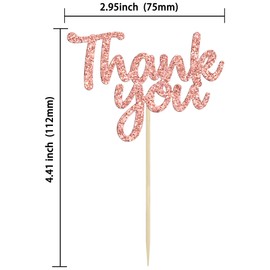 Gyufise 36 Pack Rose Gold Glitter Thank You Cupcake Toppers Thanksgiving Cupcake Picks Decorations for Baby Shower Boys Girls Birthday Party Supplies …