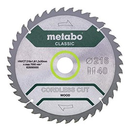METABO Hoja de sierra 628654000 Cordless Cut Classic 216 x 30 mm Dientes 40 WZ 5°/B
