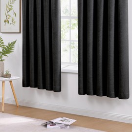 WRENSONGE Blackout Curtains for Bedroom, Black Blackout Curtains 72 Inch Long for Living Room Windows Kitchen Room, Easy Rod Pocket Curtain Modern Room Darkening Curtains 2 Panels Set