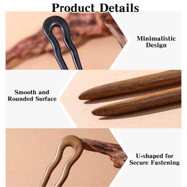 French Twist Hair Pin, 2 Pcs 15 cm French Hairpins, Handmade Hair Fork with U-shaped Easy-to-use Design for Women Girls Bun Thick Long Hairs (Black, Brown)