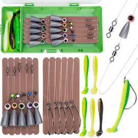 Carolina Rigs for Fishing- 10PCS Ready Tied Carolina Rig Kit for Bass Fishing Free Rig Catfish Rig Fishing Rigs Kit with Fishing Weight Bass Hooks Swivel(1/2oz, 3/0-10Pack)