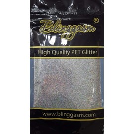 Blinggasm Premium Solvent Resistant Polyester Glitter 3.5 oz by Weight .008 or .015 Use for Tumblers Decoration Crafts Nails Cosmetics Body Paint (Holographic #1LB100 Silver.008 (1/128") 3.5 oz)