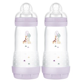 MAM Easy Start Anti-Colic 320ML Bottle – 2PK Pink (2 x 320 ml), Fast Flow MAM Teats Size 3, Reduced Colic Baby Bottle, Baby Essentials
