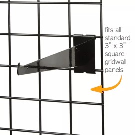 OnlyHangers Only Hangers 12" Gridwall Knife Shelf Brackets With Lip - Black 25 pcs