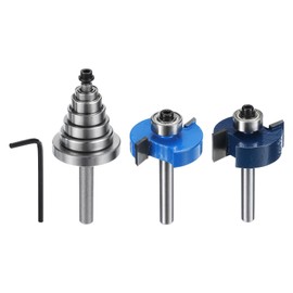 HARFINGTON Slot Cutter Rabbet Router Bit Set 7/16" 3/8" 5/16" 1/4" 3/16" 1/16" Depths 15/64" (6mm) Shank T Slotting Rabbeting CNC Router Bits with 6 Interchangeable Bearings