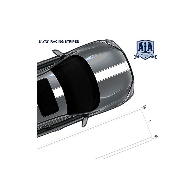 A1A Sales 8"x72" Vinyl Racing Stripes Decal Pinstripes Sticker Tape