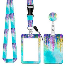 Badge Reels Retractable with Carabiner Reel Clip, ID Name Tag Work Badge Holder Belt Ferrule, Identity ID Badge Holder Cover Case for Office Work Nurse Teacher Student Gifts(Spring Ivy Floral)