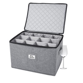 Tuza China Storage Containers, Dish Storage Protectors, Dinnerware Storage Box, Mug, Plate, Wine Glass, Dish Packing Supplies for Moving, Stemware Storage Containers, Gray