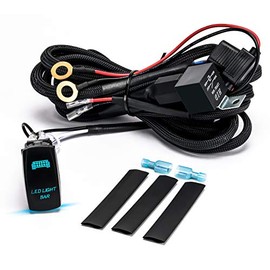 LED Light Bar Wiring Harness 1 Lead with 12V 40A 5Pin Rocker Switch Relay Fuse Nylon Wiring Harness Kit Offroad Driving Lights Fog Lights Cube LED Pods Wire Kit for Truck ATV UTV Boat