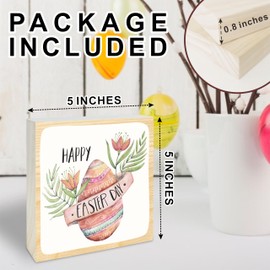 5 Inches Easter Desk Decor - Floral Eggs Tabletop Decoration For Home Office Party Desk Shelf - Happy Easter Day - Spring Celebration Gifts & Decors For Family Friends - A03