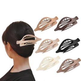 6 Pack Vintage French Design Side Slide, Large Hair Clips Flat Hair Clips Strong Hold Curved Claw Clips for Fine Hair Thick Hair Short Hair Ladies Hair Barrettes With Strong Hold Flat Hair Clips