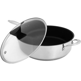 Ozeri Sauce Pan and Lid with a 100% PFOA and APEO-Free Non-Stick Coating developed in the USA, 5 L (5.3 Quart), Stainless Steel