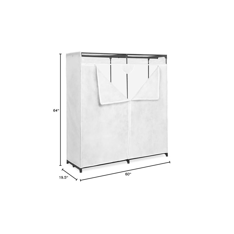 Whitmor Extra Wide 60" Clothes Closet, Durable Portable Hanging Wardrobe