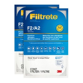 Filtrete F2 Room Air Purifier Filter, True HEPA Premium Allergen, Bacteria, and Virus, 13 in. x 8.2 in., 2-Pack, works with devices: FAP-C02, FAP-C03, FAP-SC02, and FAP-T03
