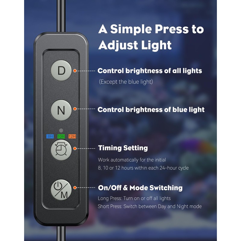 Pawfly 36W Saltwater Aquarium Light for 36" to 45" Fish