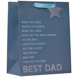 Design by Violet Blue ‘Best Dad’ Gift Bag with Star Gift Tag for Father’s Day, Birthday, Occasion, For Dad, Gift Wrap, Best Dad Ever, Motif and Messages Design - Large Size