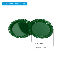 PATIKIL 100 Pieces Bottle Caps for Crafts, 1 Inch Decorative Double Sides Printed Flat Bottle Caps Bulk for DIY Pendants Scrapbooks Badge, Green