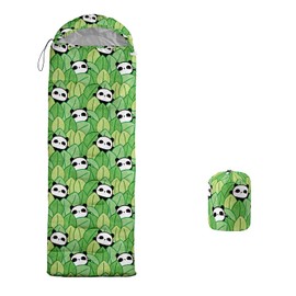XYNHML Cartoon Panda Camping Sleeping Bags for Adults Kids Boys Girls Warm & Cool Weather Backpacking Kawaii Animals Green Leaf Sleeping Bag for All Seasons Camping, Camping Gear Equipment, Traveling